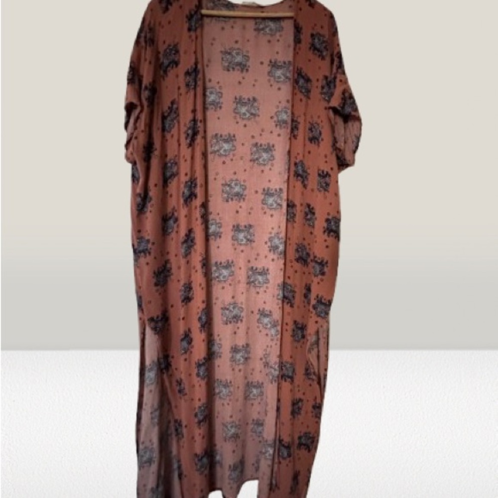 Audrey 3+1 Terracotta Patterned Kimono